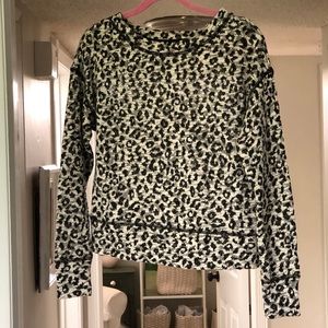 Cream and black leopard print knit sweatshirt